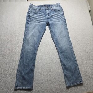 BKE Buckle Jake Straight Leg Mens 33x32 Faded Wash Blue Stretch Denim Rodeo